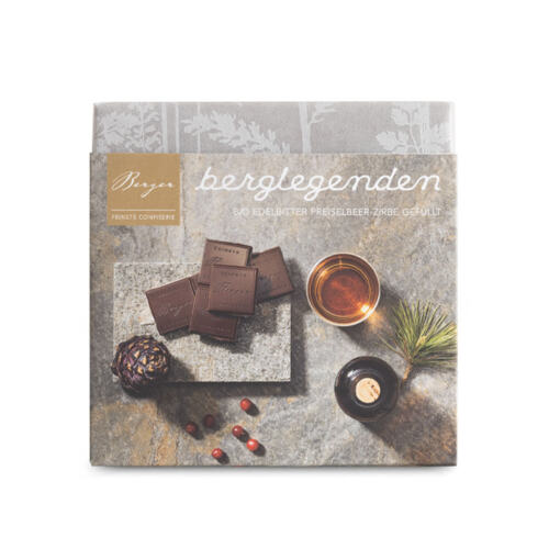 Berglegenden Preiselbeer-Zirbe, Bio-Schokolade | Destillerie Farthofer