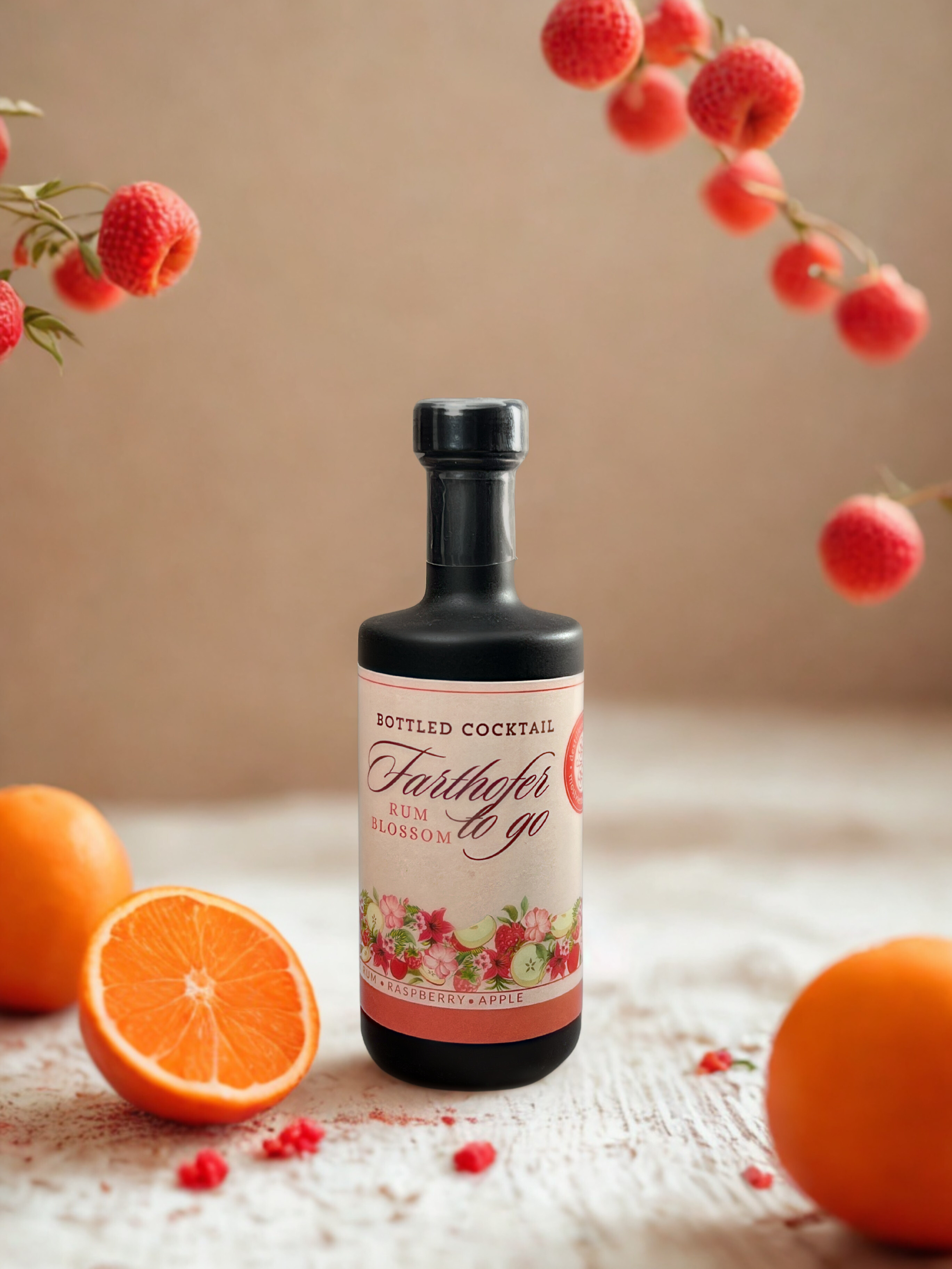 Bottled Cocktail Rum Himbeere Apfel – Rum Blossom mit feiner Orangennote