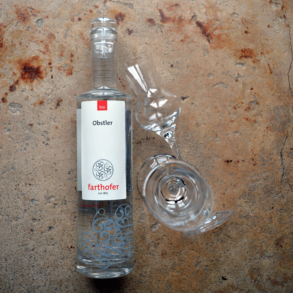Bio Obstler (700 ml) von oben - Destillerie Farthofer